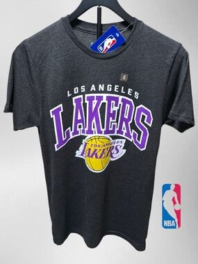 🆕️NBA Los Angeles Lakers Charcoal Tee with Purple and Yellow Logo - Small